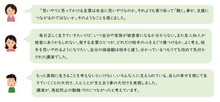 「大学生・一般社会人対象講演」受講者の感想